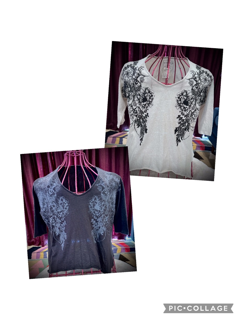 Set of 2 - Free People  Floral Print V-Neck Tops